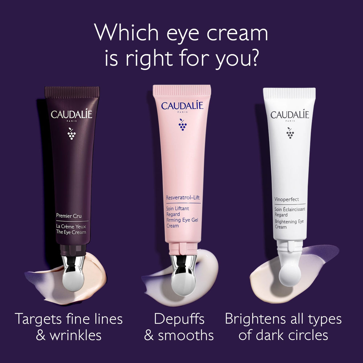 Caudalie in-use morning application reducing puffiness with massage