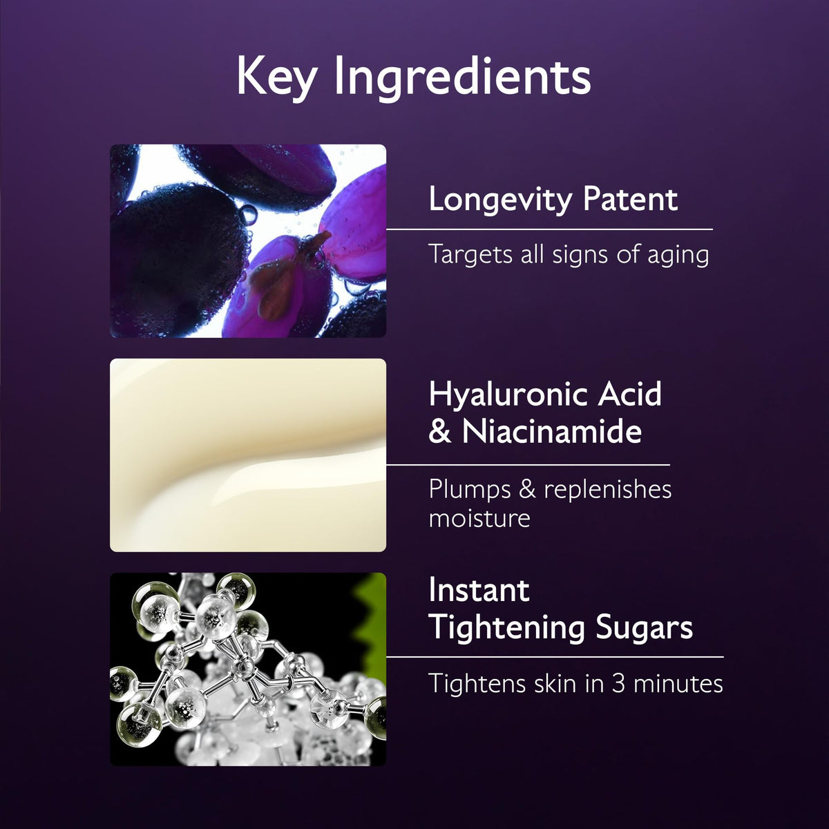 Caudalie ingredients visual with niacinamide and hyaluronic acid showing brightening benefit