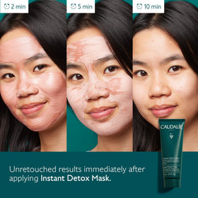 Caudalie detailed pink clay particles emphasizing natural detox action benefit