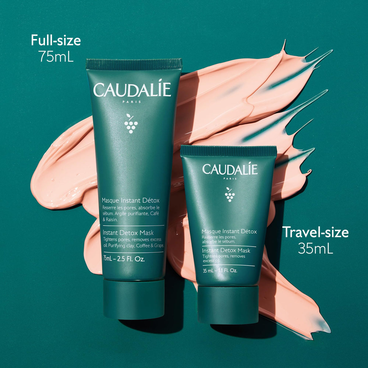 Caudalie rinsing mask under water demonstrating easy removal and comfort benefit