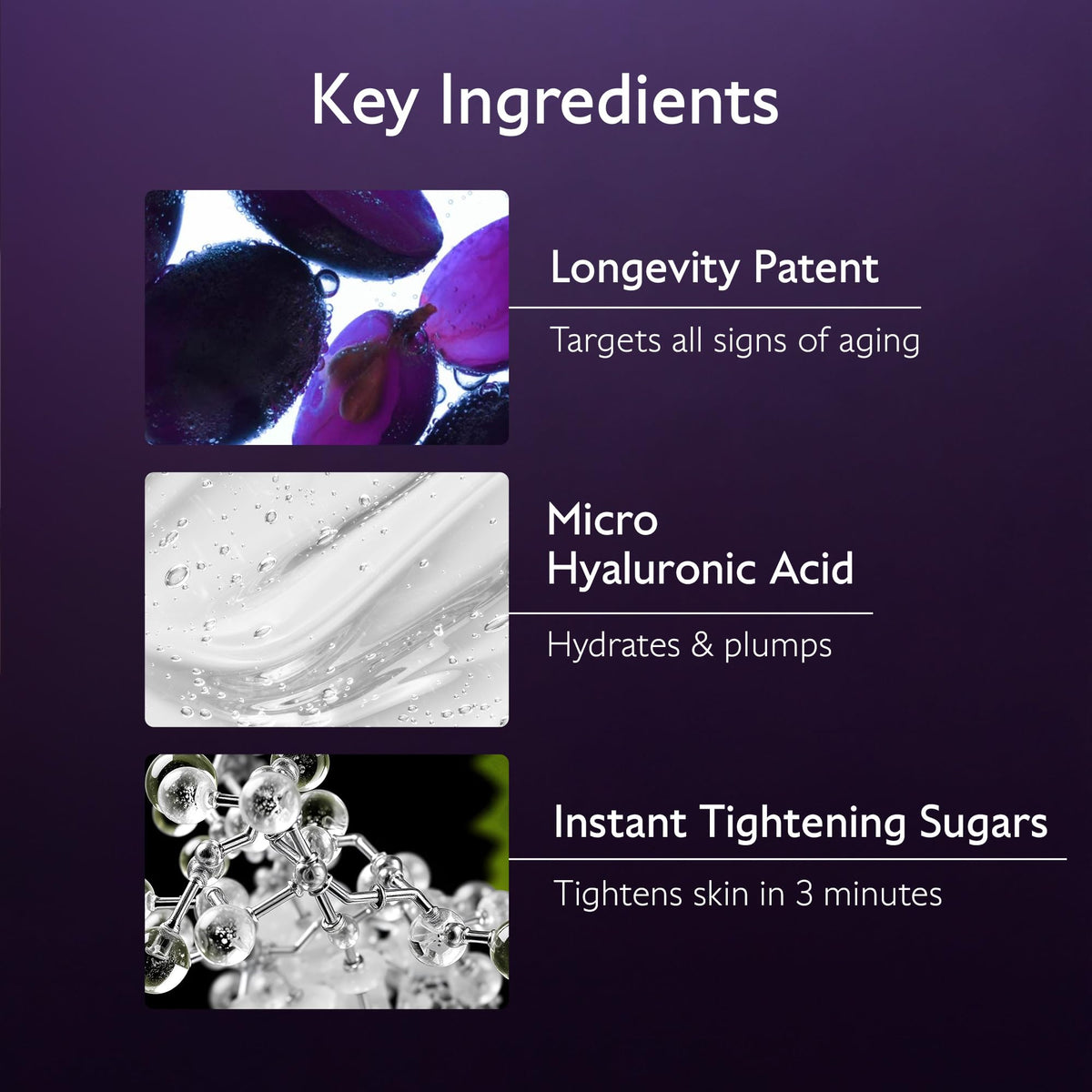 Caudalie packaging label close-up highlighting longevity patent ingredients