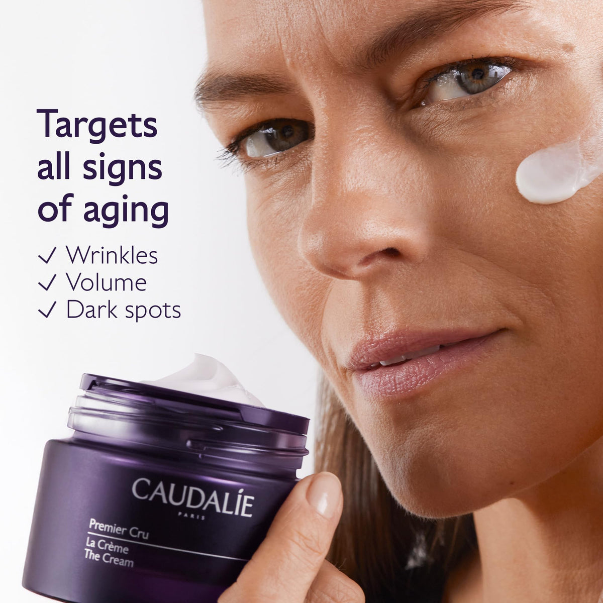 Caudalie refill pod placed inside reusable jar demonstrating eco benefit