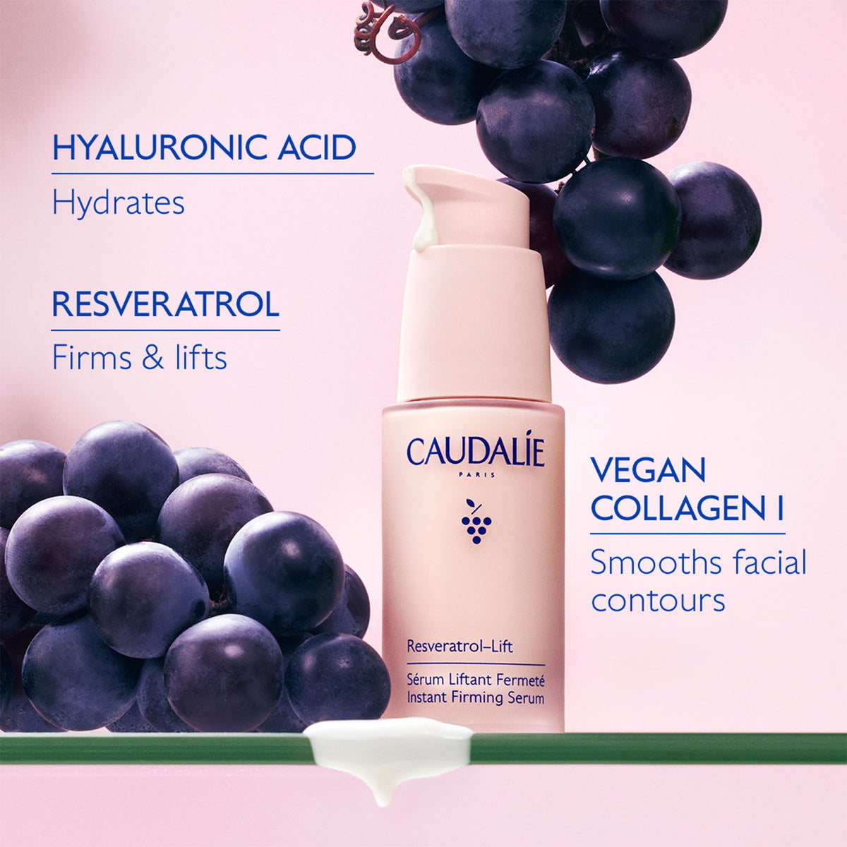 Caudalie refill being poured into bottle demonstrating easy refill and waste reduction