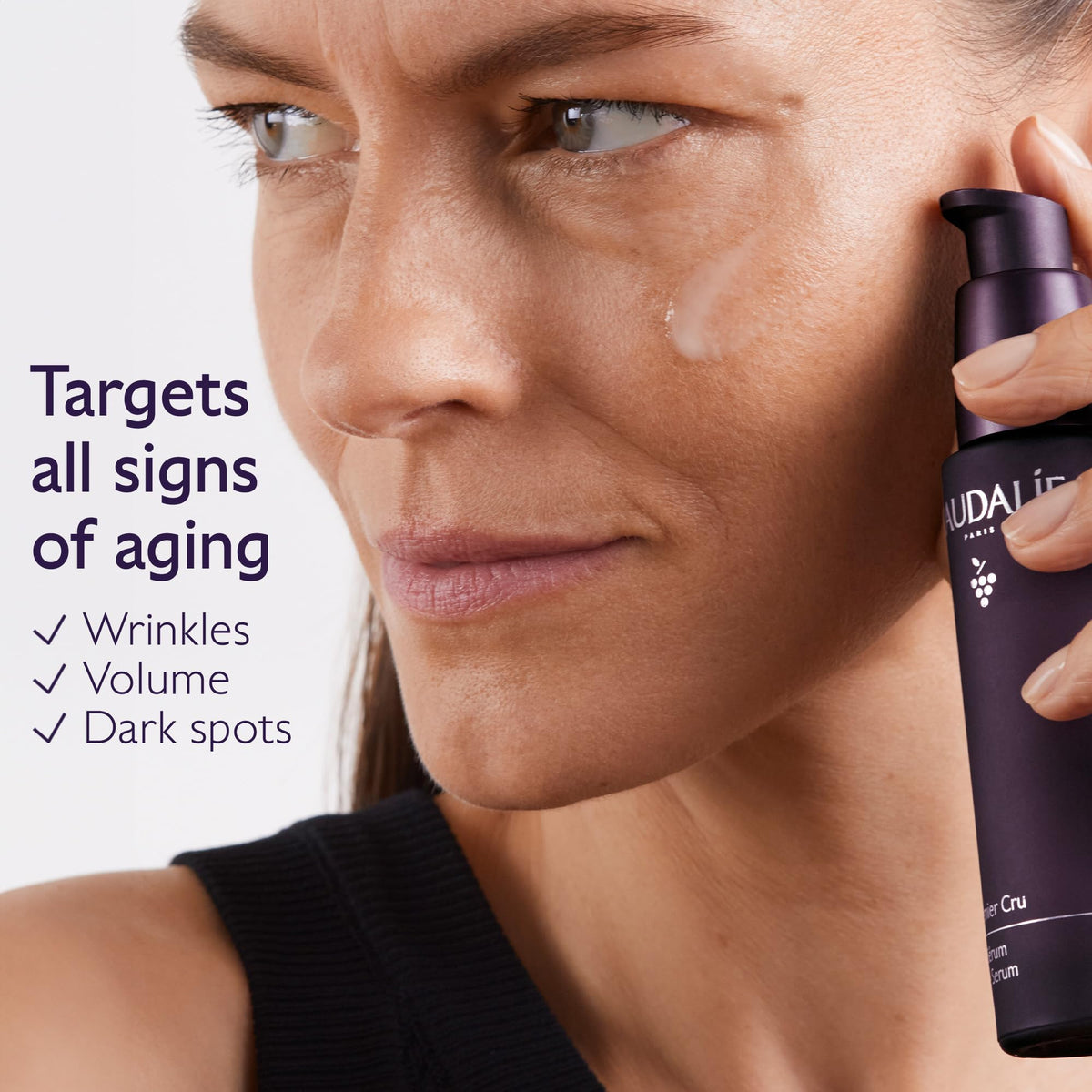 Caudalie pump dispensing serum for precise dosing and hygienic application