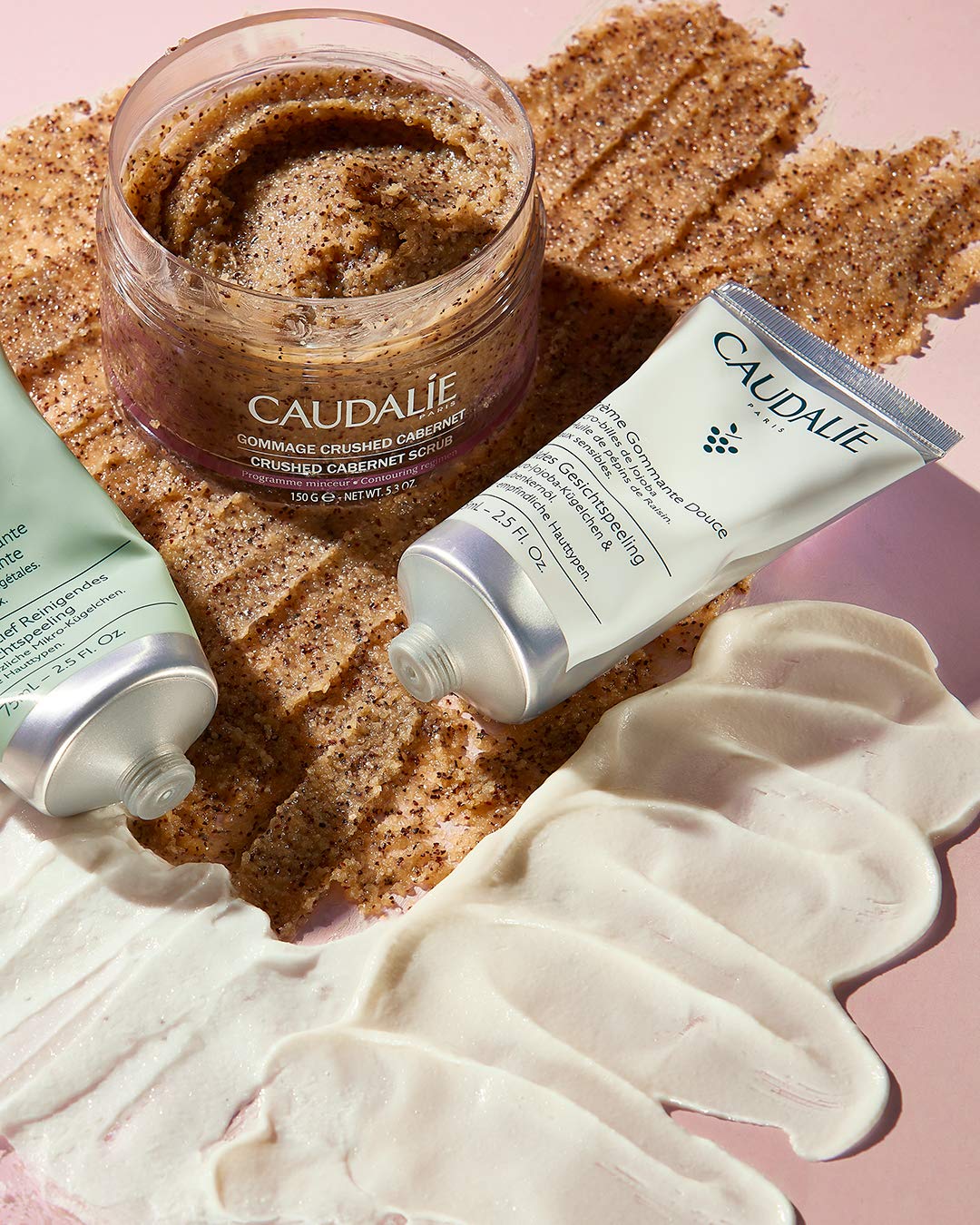 Caudalie tube on bathroom counter suggesting everyday use and skincare routine benefit
