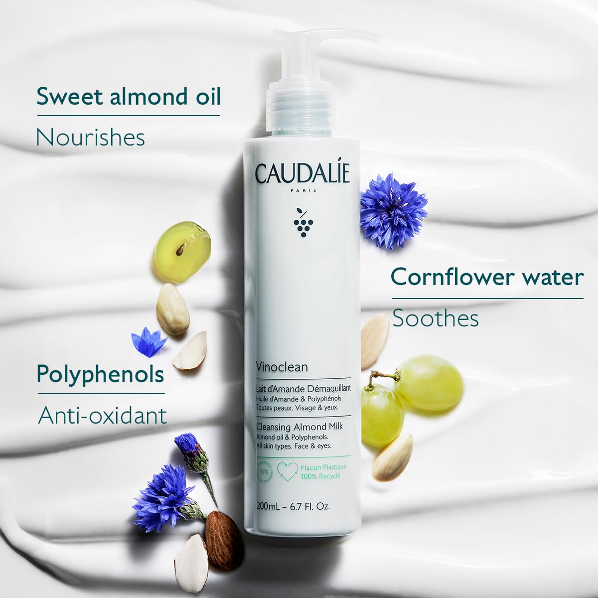 Caudalie Vinoclean milky texture on hand demonstrating nourishing hydration