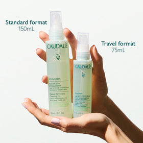 Travel-scale shot of Caudalie Vinoclean 75 mL in a hand for size context