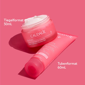 Caudalie 50 mL jar next to coin for size and lasting-use benefit