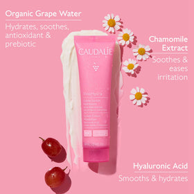 Caudalie VinoHydra open jar top view showing smooth cream and soothing formula