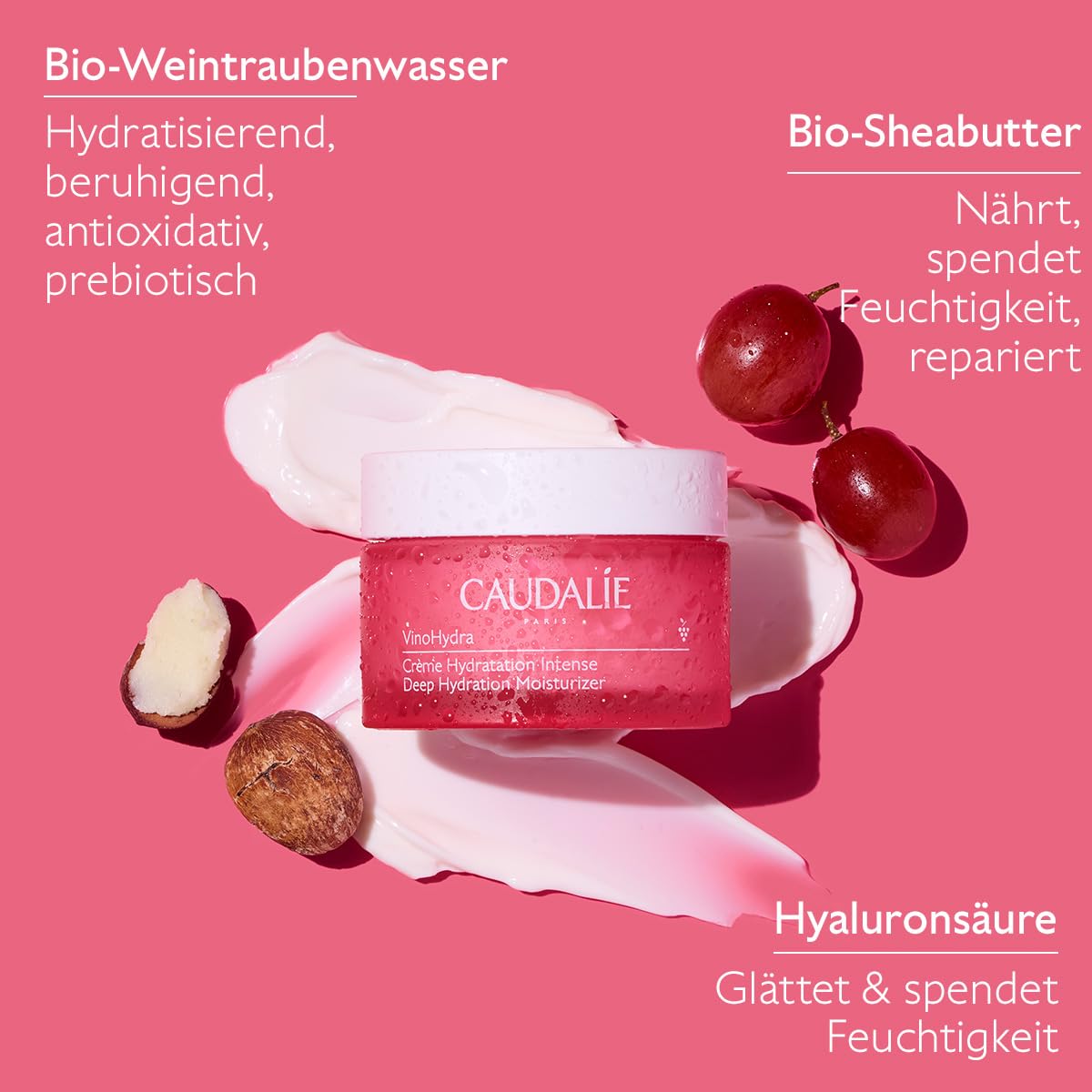 Caudalie cream on fingertips ready to apply for instant hydration