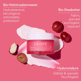 Caudalie cream on fingertips ready to apply for instant hydration