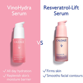 Caudalie VinoHydra 30 mL next to hand for scale, illustrates compact travel-friendly size