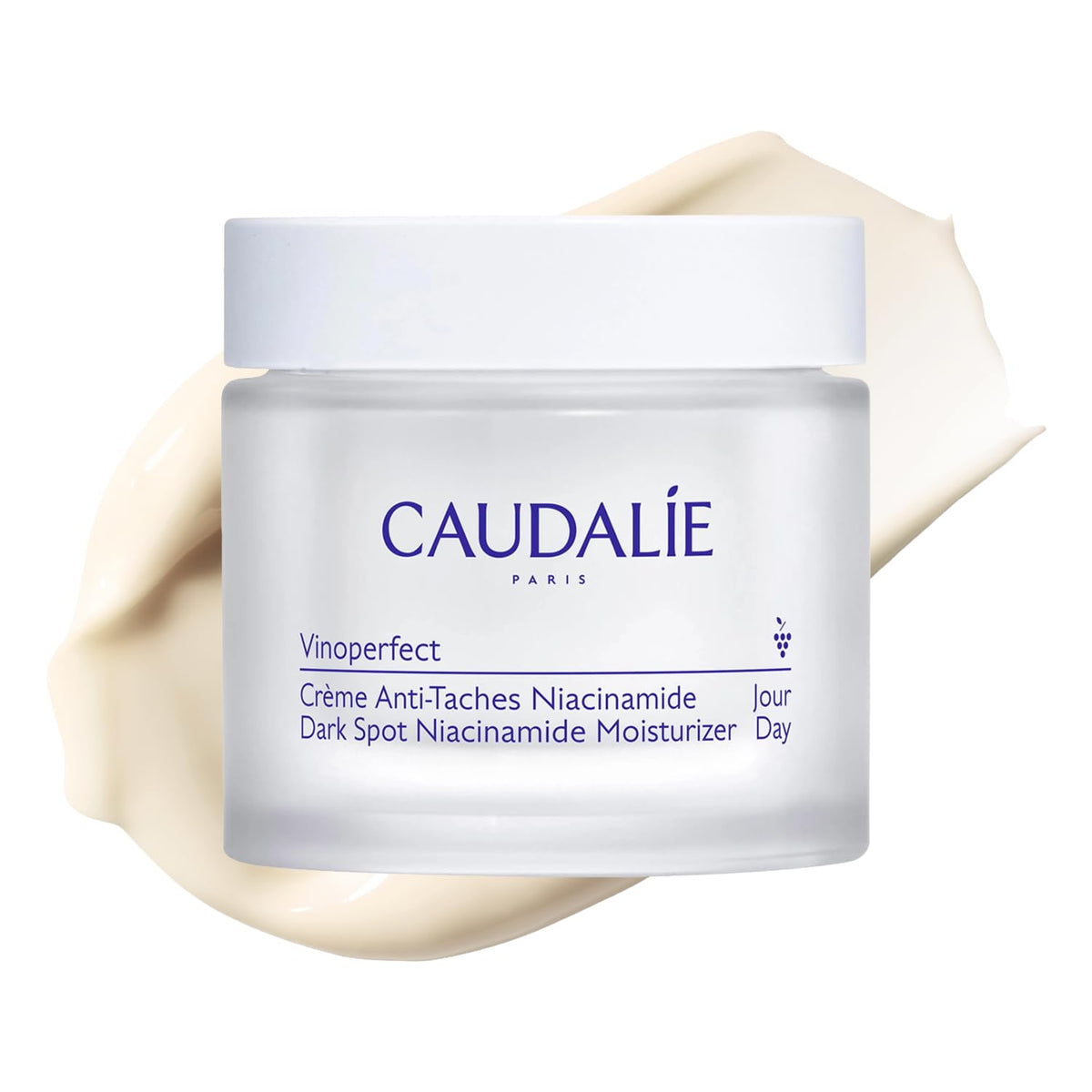 Caudalie jar front view highlighting brand and brightening benefit