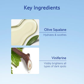 Grapevine and lab vial representing viniferine ingredient, showing targeted brightening