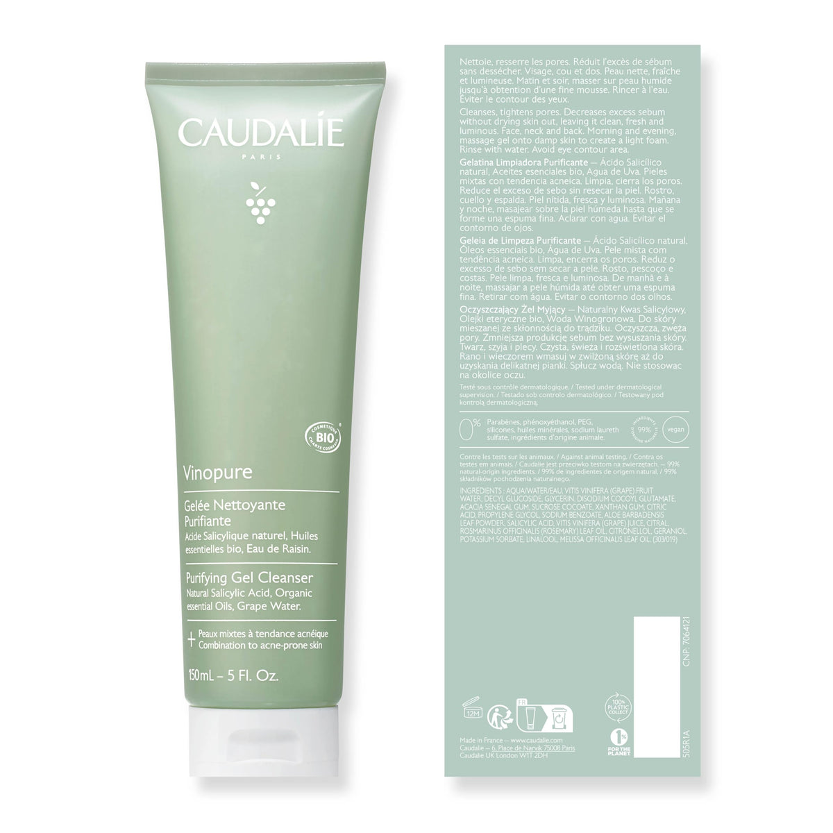 Caudalie Vinopure before and after comparison showing clearer pores