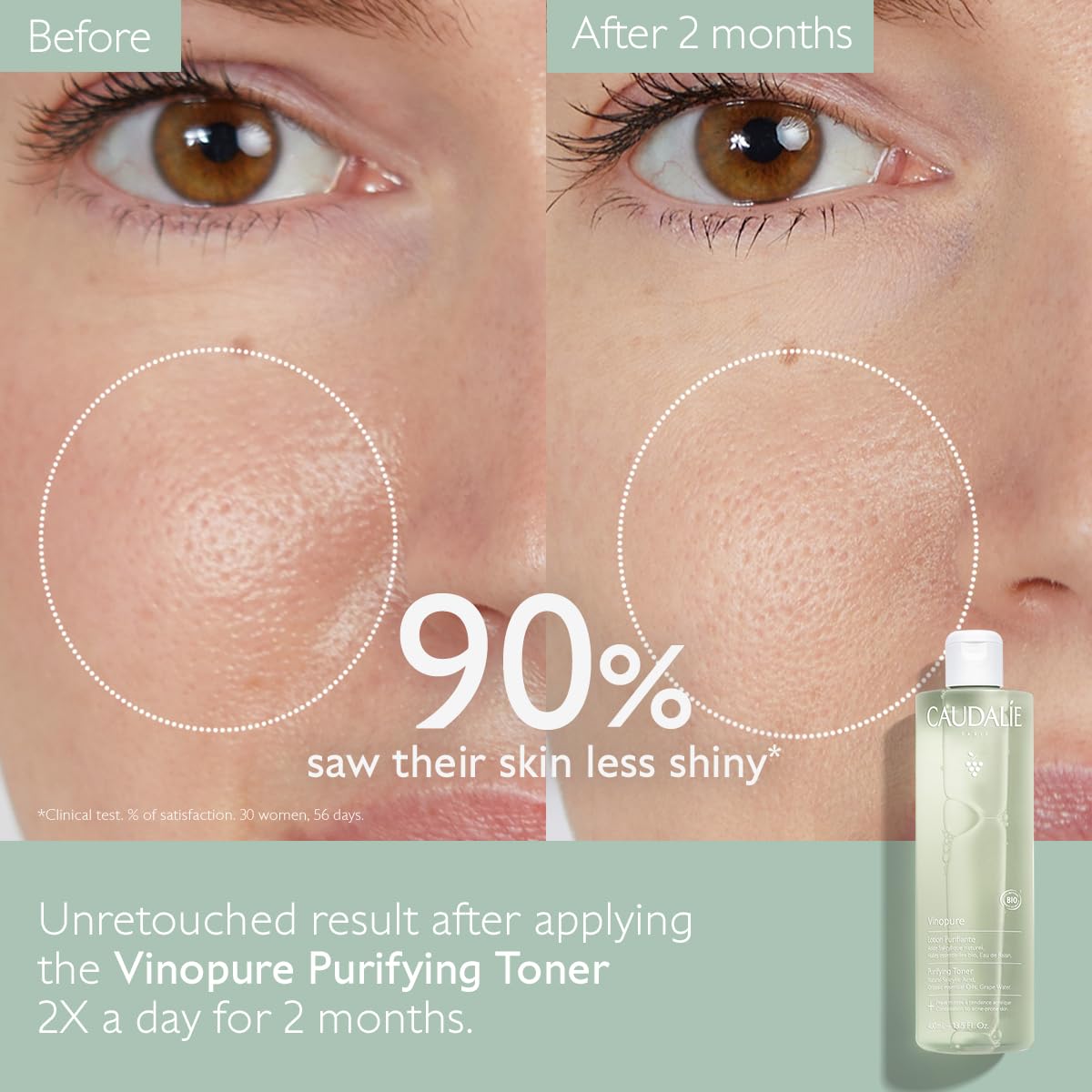 Caudalie Vinopure close-up label highlighting natural salicylic acid benefits