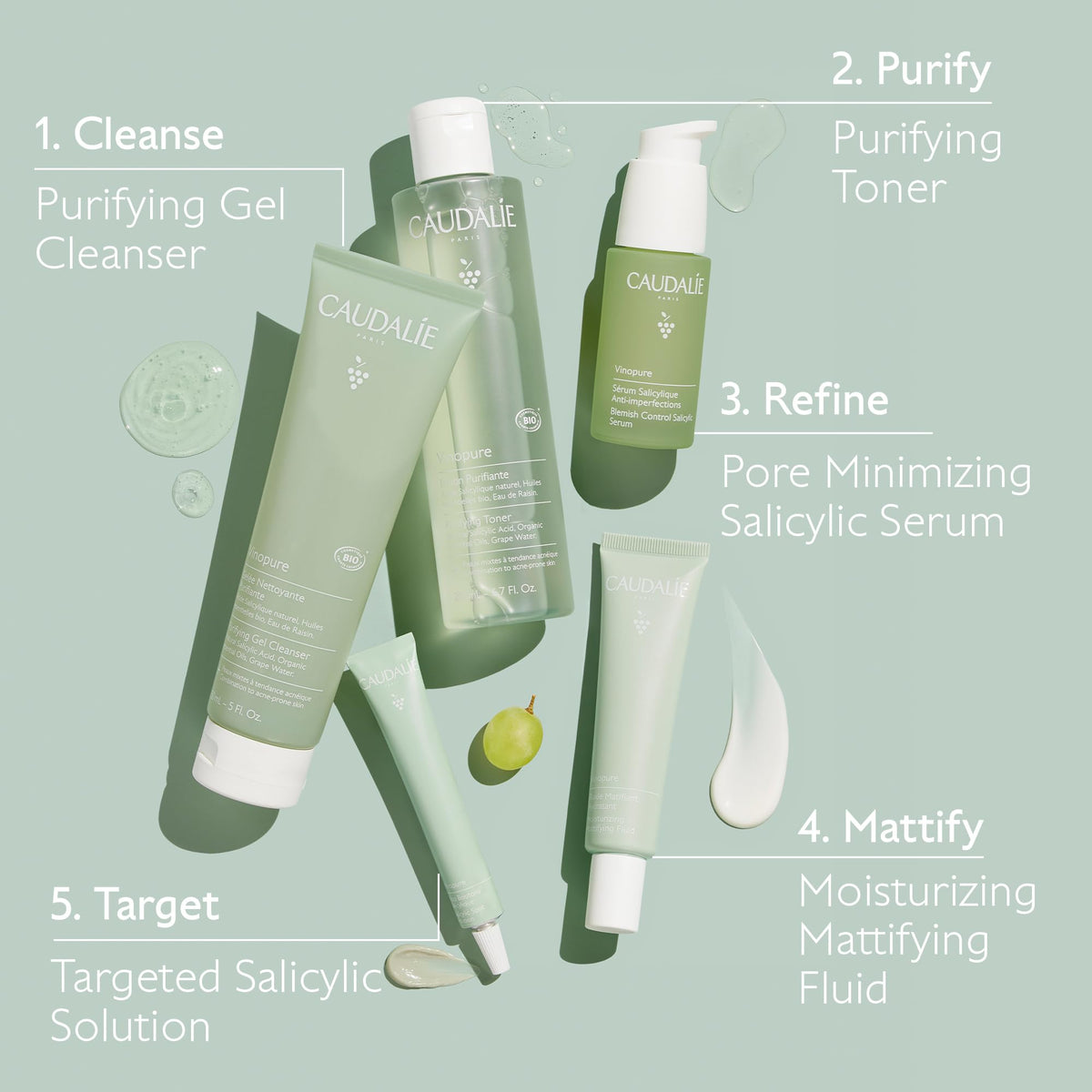 Caudalie Vinopure placed on bathroom shelf suggesting daily routine