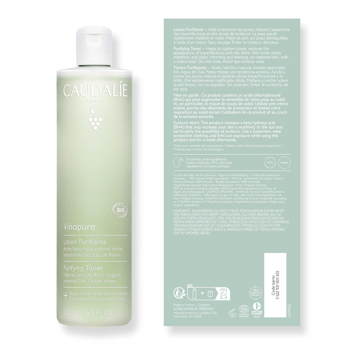 Caudalie Vinopure on bathroom vanity conveying daily skincare routine benefit