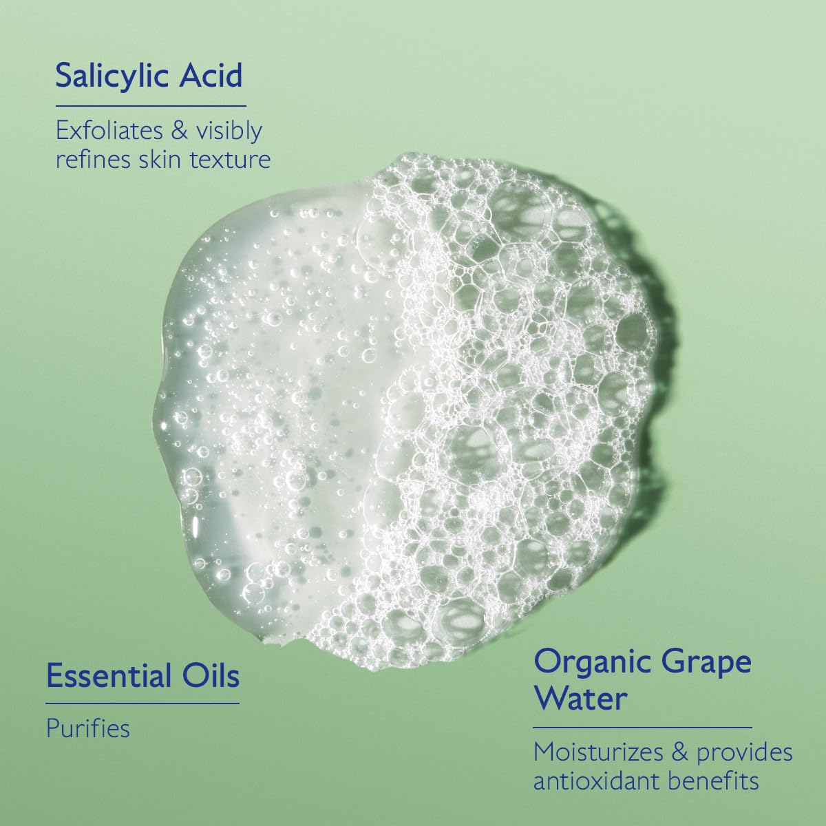 Gel poured on hand from Caudalie Vinopure demonstrating lightweight spreadability