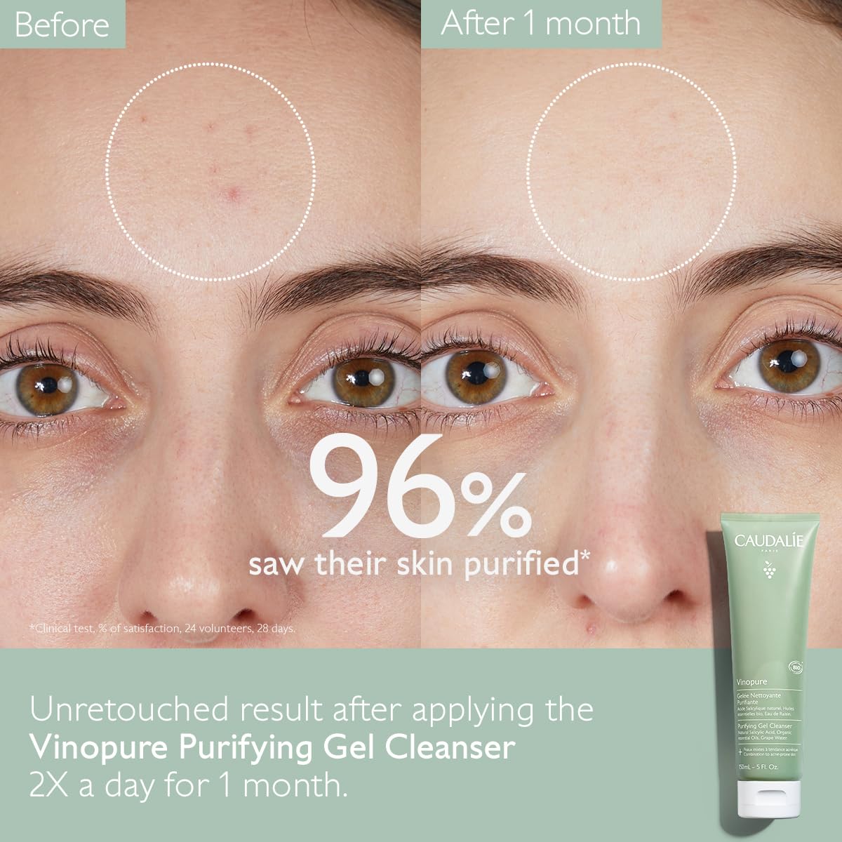 Caudalie Vinopure gel dispensed from pump for controlled application