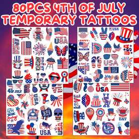 CAVALATAT detailed shot of USA flag and star tattoo designs for festive looks