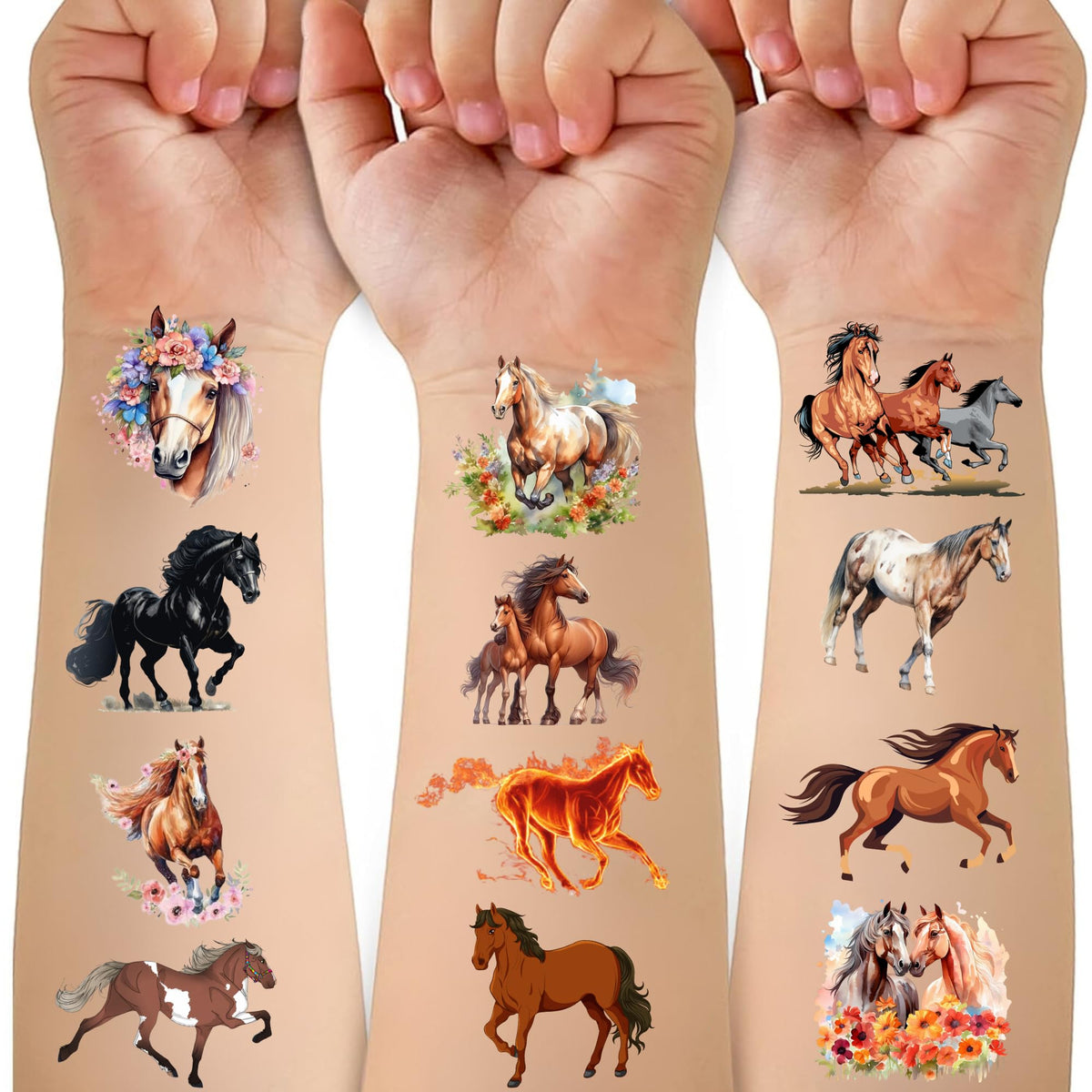 CAVALATAT front packaging showing 52-piece horse tattoo set and quick gift use