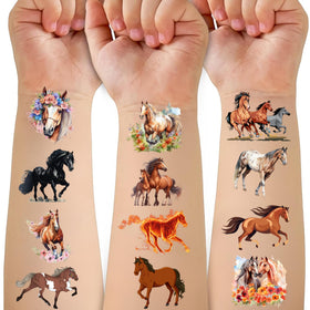 CAVALATAT front packaging showing 52-piece horse tattoo set and quick gift use