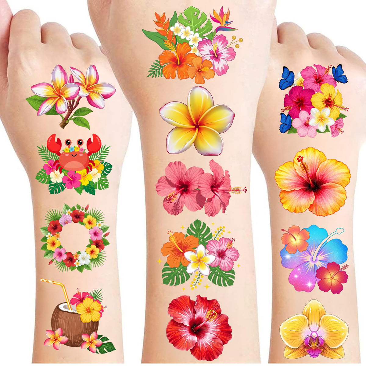 CAVALATAT front packaging showing 96 tropical tattoo pack, easy party prep
