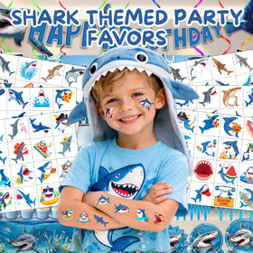 cavalatat close-up of tattoo sheet details highlighting colorful shark designs