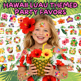 CAVALATAT full sheet layout with 96 pre-cut hibiscus and plumeria designs, variety