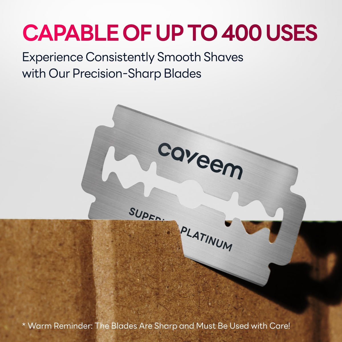 CAVEEM close-up of stainless steel blade edge for consistent shaves