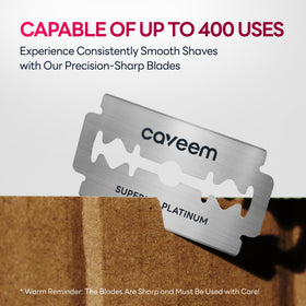 CAVEEM close-up of stainless steel blade edge for consistent shaves