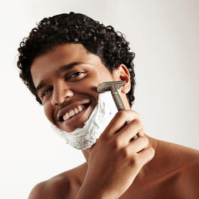 CAVEEM blades loaded in safety razor delivering smooth grooming
