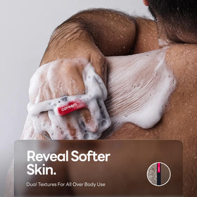 CAVEEM close-up of scrubber texture highlighting gentle effective exfoliation