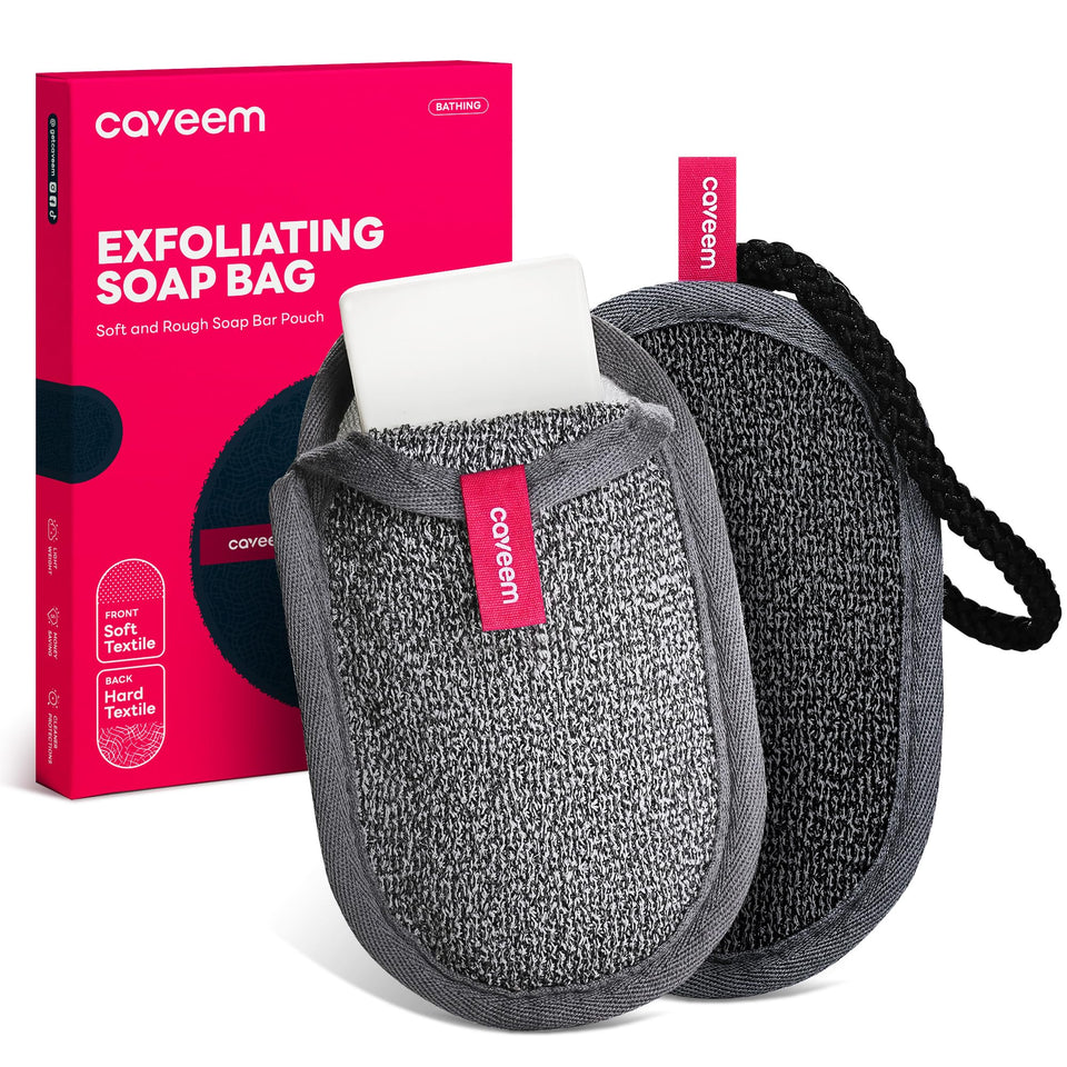 CAVEEM soap saver front view showing pouch and eco packaging, extends soap life