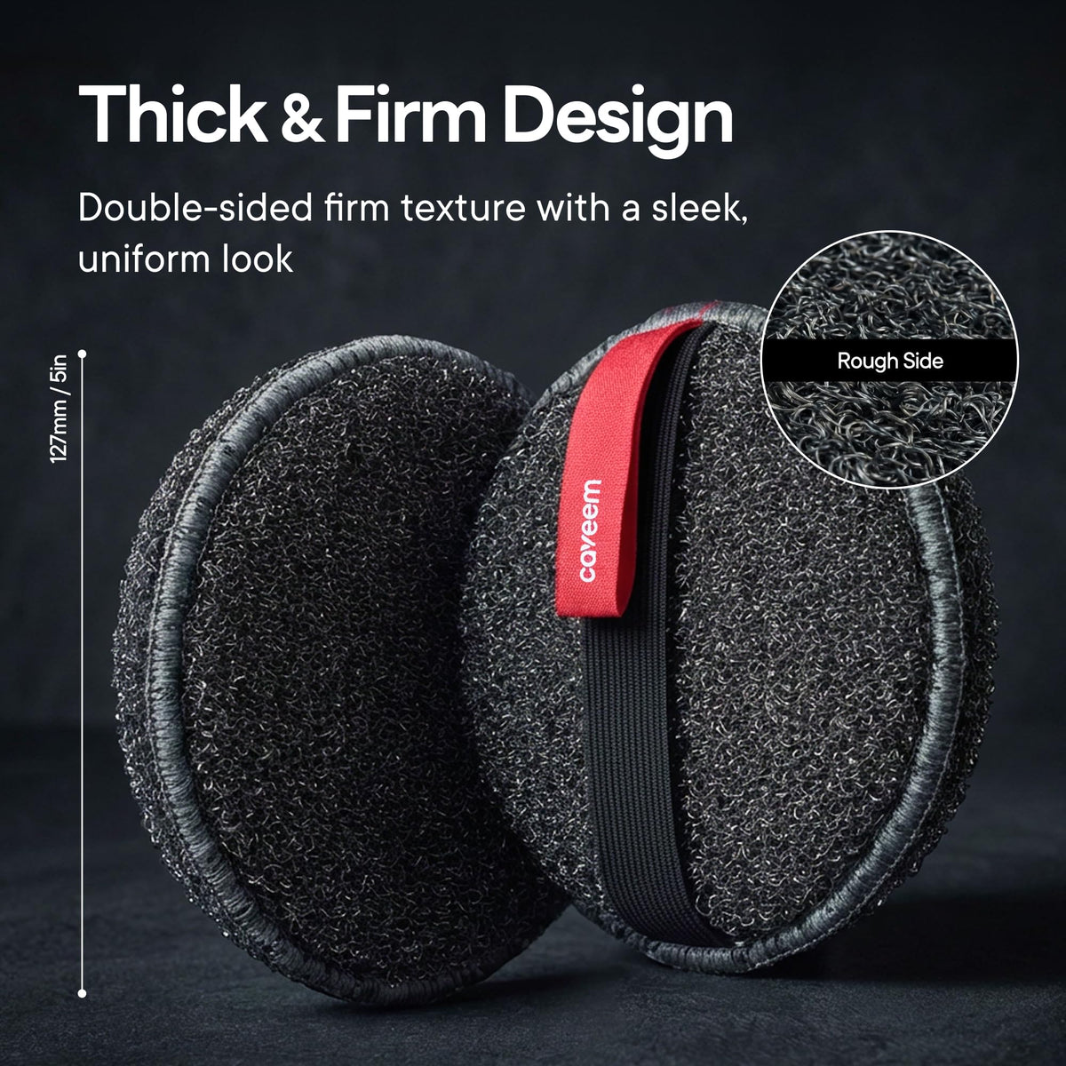 CAVEEM close-up of secure hand strap for controlled exfoliation benefit