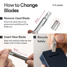CAVEEM razor in hand scale illustrating compact size and easy handling