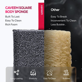 CAVEEM scrubber held beside hand to show large coverage and scale