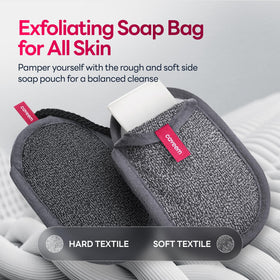 CAVEEM soap placed inside pouch demonstrating secure hold and reduced slipping