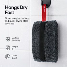 CAVEEM two-pack stacked illustrating reusable, long-lasting bath sponges
