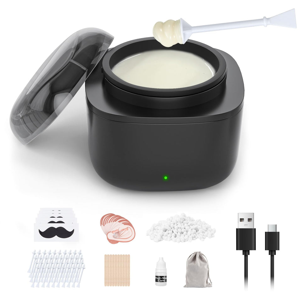 CAVSTORM kit front view showing pot, wax pack and accessories for easy grooming