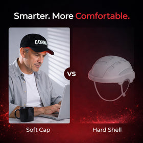 CAYAMA worn on head to illustrate adjustable fit and real-life size for most users