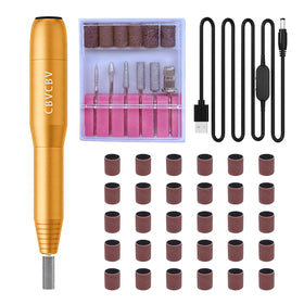 CBVCBV front view of gold nail drill kit showing compact layout and easy access