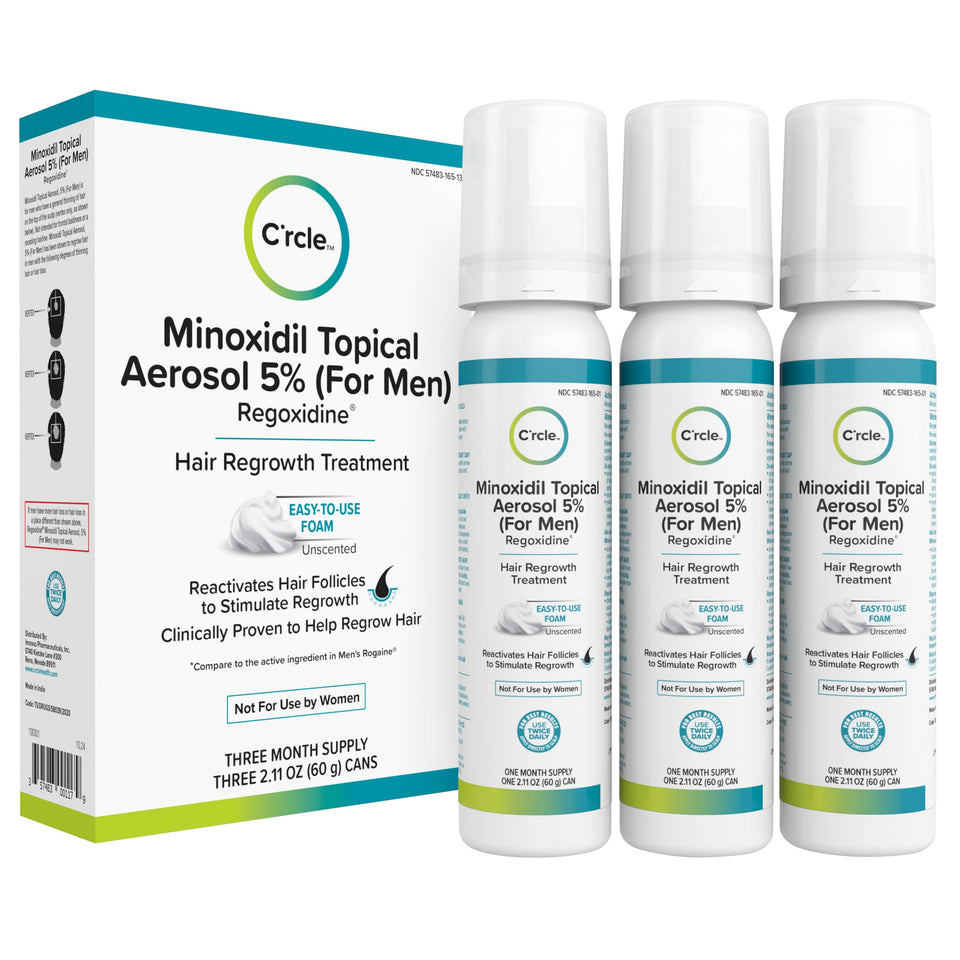 C'rcle unscented 5% minoxidil foam front packaging showing clean design and benefits