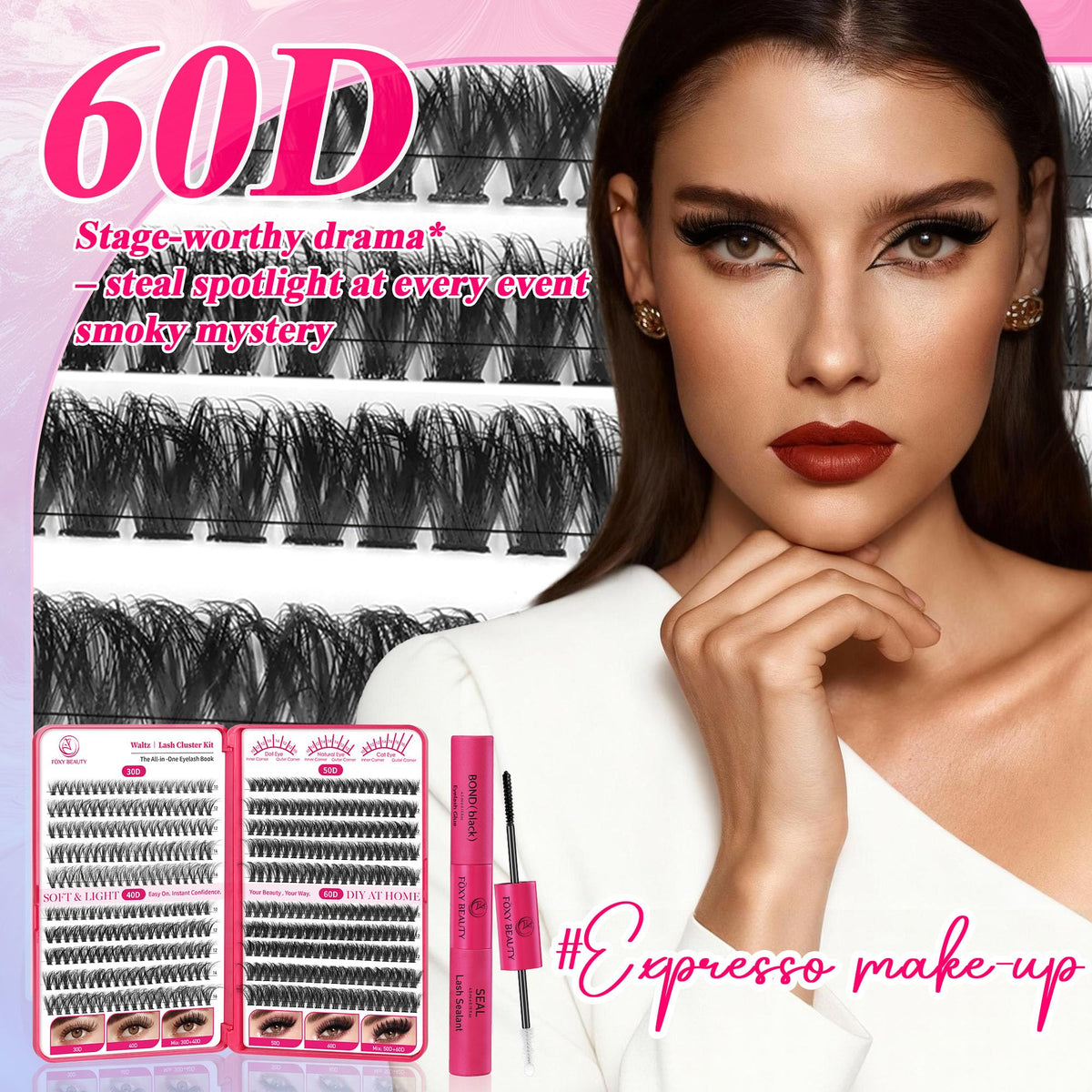 CCODDY lifestyle image of person wearing lashes at a night-out event for glamorous effect