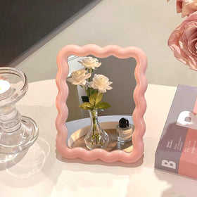 CCREDONE front view pink wave mirror for clear vanity reflection
