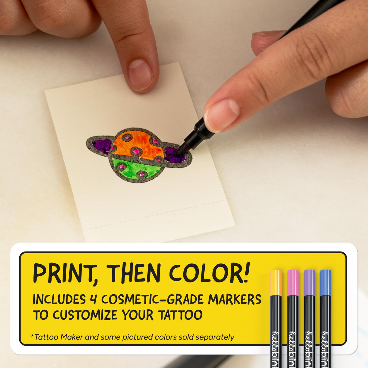 CEACO Hello Blink four cosmetic-grade markers with colorful strokes, provides vibrant color