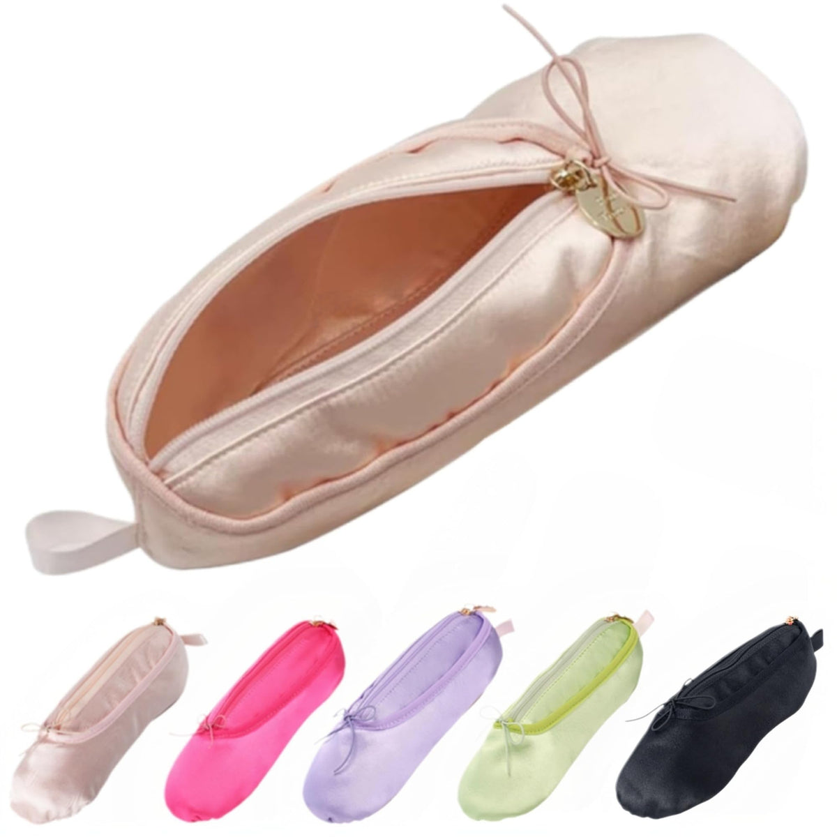 CECKQUE front view of pink ballet shoe pouch showing compact design and style