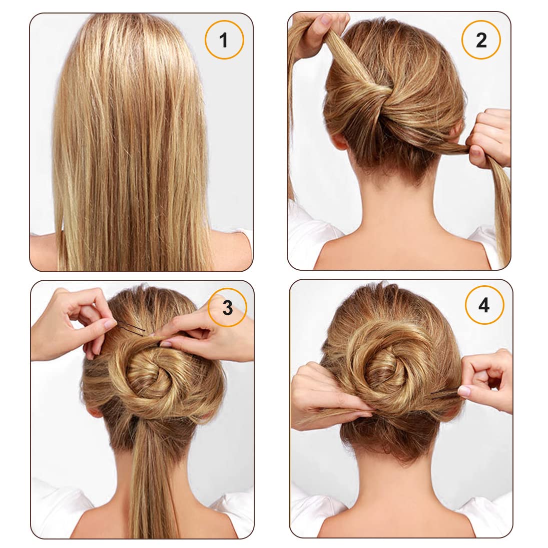 Cehony pins securing a bun hairstyle for long-lasting professional hold