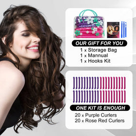 Side-by-side before and after using CEKEME rollers showing improved curl definition